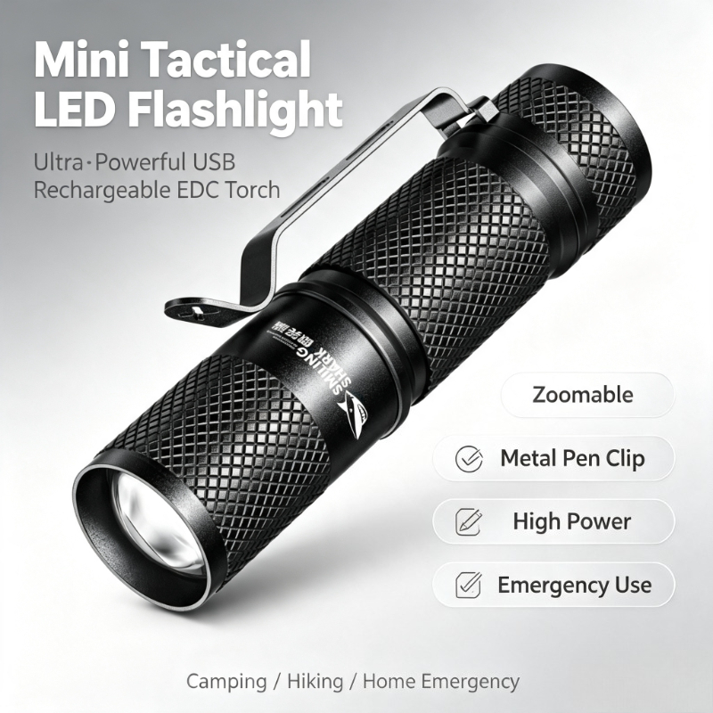 Edc Carry Flashlight - SMILING SHARK Ultra-Leistungsstarke Mini-Taktische LED-Taschenlampe USB-Aufladbar
