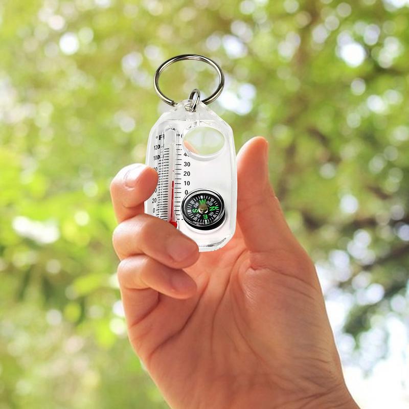 Compass Keychain Mini - Mini Schlüsselanhänger Multifunktions Camping Kompass Thermometer