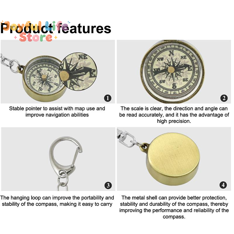 Compass Keychain Mini - Bestseller Kletterausrüstung Schlüsselanhänger Vintage-Werkzeuge Tragbarer Zinklegierung