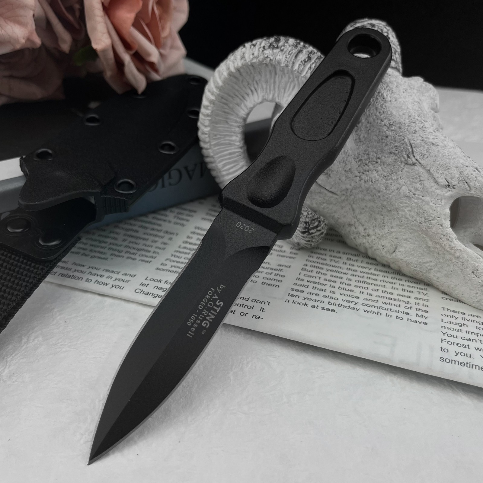 Edc Everyday Carry Gear - Multifunktions-Messer mit feststehender Klinge aus 8Cr13MoV-Stahl